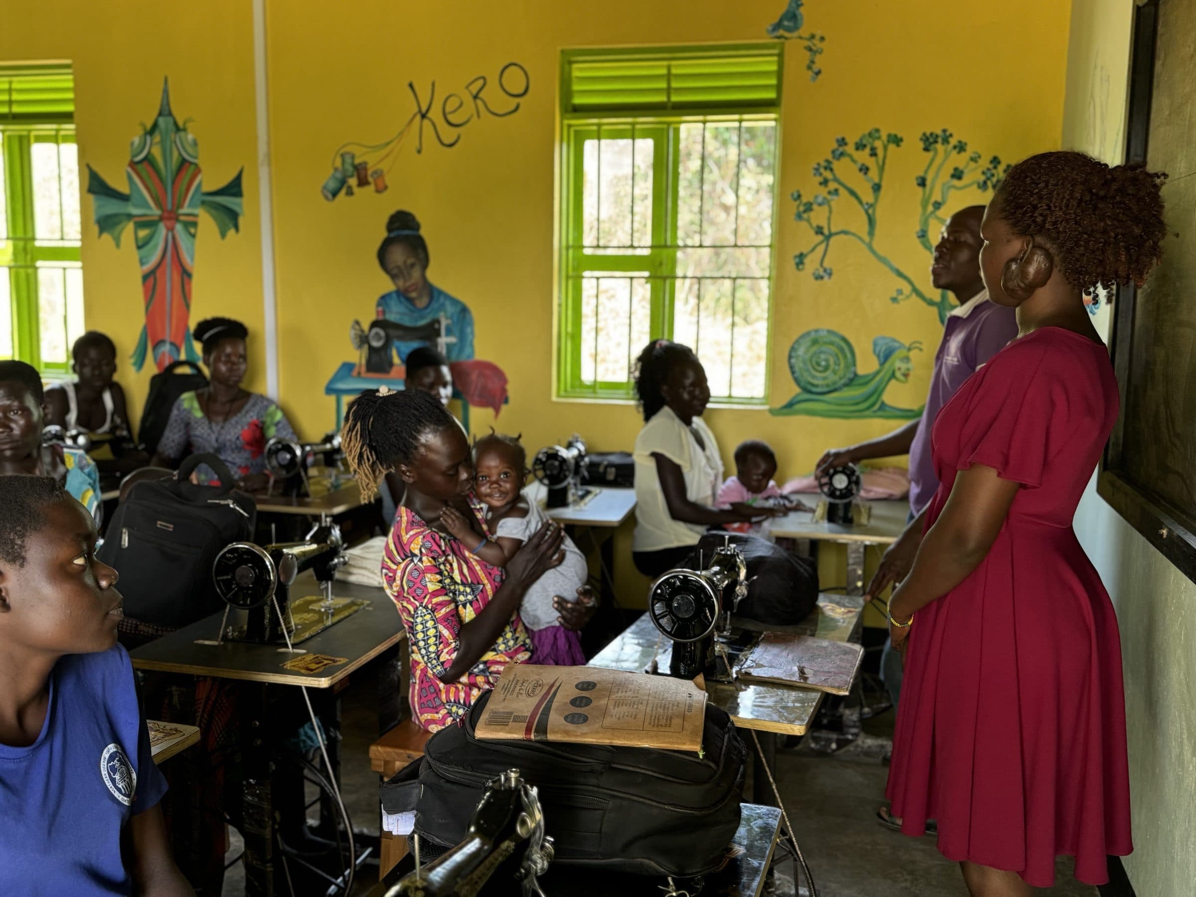 Vocational training in sewing classroom